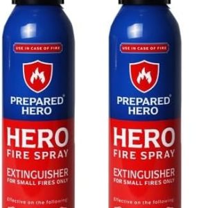 Prepared Hero Fire Spray - Mini Fire Extinguishers for House, Car, Garage - Kitchen Small Fire Extinguisher for Home, Made in USA, 100% Organic - Compact, Portable & Easy to Use, Non-Toxic - 2 Pack