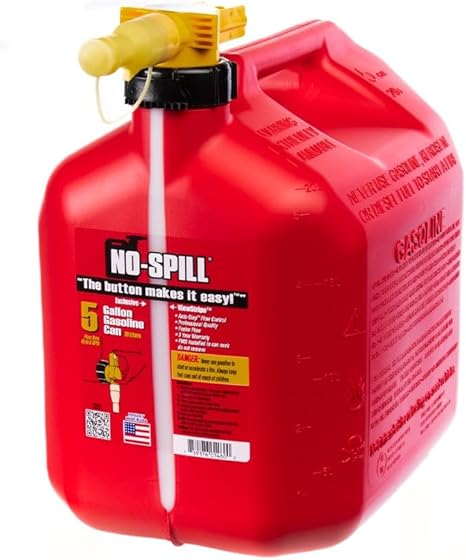 No-Spill NSP-1460, 5 Gallon Gas Can for Fuel with View Stripe,Red