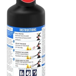 ABC Dry Powder Fire Extinguisher, 2.5 lb – 1-A:10-B:C Rated, Fire Extinguisher for Home, Kitchen, Office & Vehicle, Fire Extinguisher with Easy-Grip Handle & Quick Release, Model FF1KG,Black