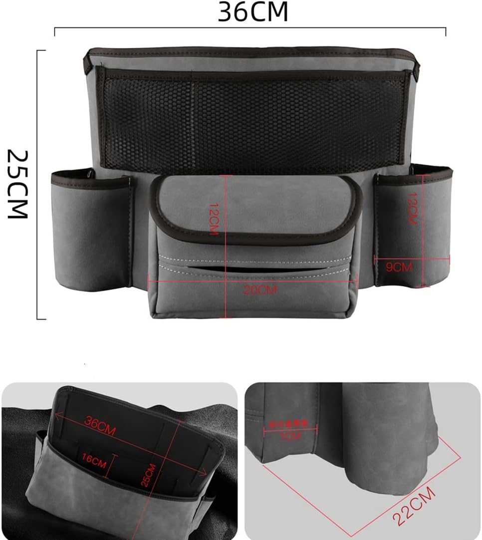 JEYODA Car Handbag Holder Between Seats Suede Large Capacity Car Purse Holder Automotive Consoles & Organizers for Document Phone Storage Car Organizer(1925-style 2 grey)
