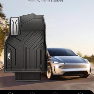 3W Tesla New Model Y Juniper Floor Mats and Cargo Liners, TPE Full Set Floor Liner for New Model Y 2025 2026, Cargo Mats and Seat Back Cover Protector, Car Mats for Tesla Accseeories, Black