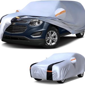 SUV Car Cover Waterproof All Weather, 10 Layers Outdoor SUV Covers for Automobiles. Custom Fit Toyota RAV4, Honda CR-V, Nissan Rogue, Equinox, etc. Sun & Rain Protector. S2 (Gift Towel/Storage Bag)