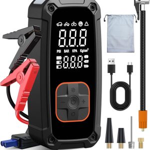Tire Inflator Portable Air Compressor - 150PSI Electric Air Pump for Car Tires,Air Compressor Portable with Tire Pressure Gauge for Motorcycle,Bike, Car, Ball (Orange)
