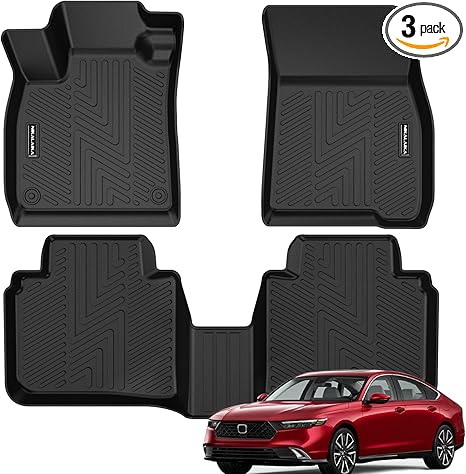 Floor Mats for 2026 2025 2024 2023 Honda Accord (Include Hybrid) All Weather Protection TPE Rubber Floor Liners for Honda Accord 2025 Hybrid Accessories, Odorless Anti-Slip, 1st & 2nd Row, Black