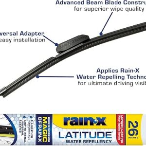 Rain-X 5079281-2 Latitude 2-In-1 Wiper Blades, 26 Inch Windshield Wipers (Pack Of 1), Automotive Replacement Windshield Wiper Blades With Patented Rain-X Water Repellency Formula