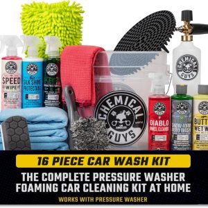 Chemical Guys HOL169 16-Piece Arsenal Builder Car Wash Kit with Foam Cannon, Bucket and (6) 16 Oz Car Care Cleaning Chemicals, Gift for Car & Truck Lovers, Dads and DIYers (Works W/Pressure Washers)