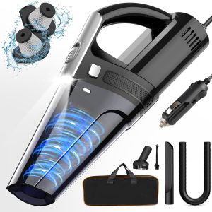 Car Vacuum, Portable Vacuum Cleaner with Powerful 7000PA Suction, DC 12V Power 16.4Ft Cord Wired Vacuum Cleaner, LED Light, Car Accessories for Men/Women